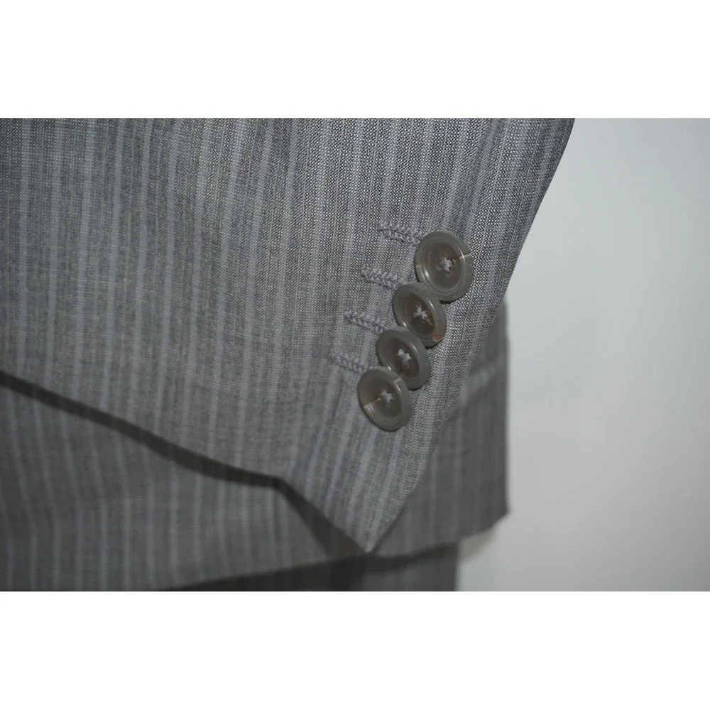 Z Zegna Suit Gray Striped Wool Silk 2 Piece Men's IT 50 Slim 40R US 35x31